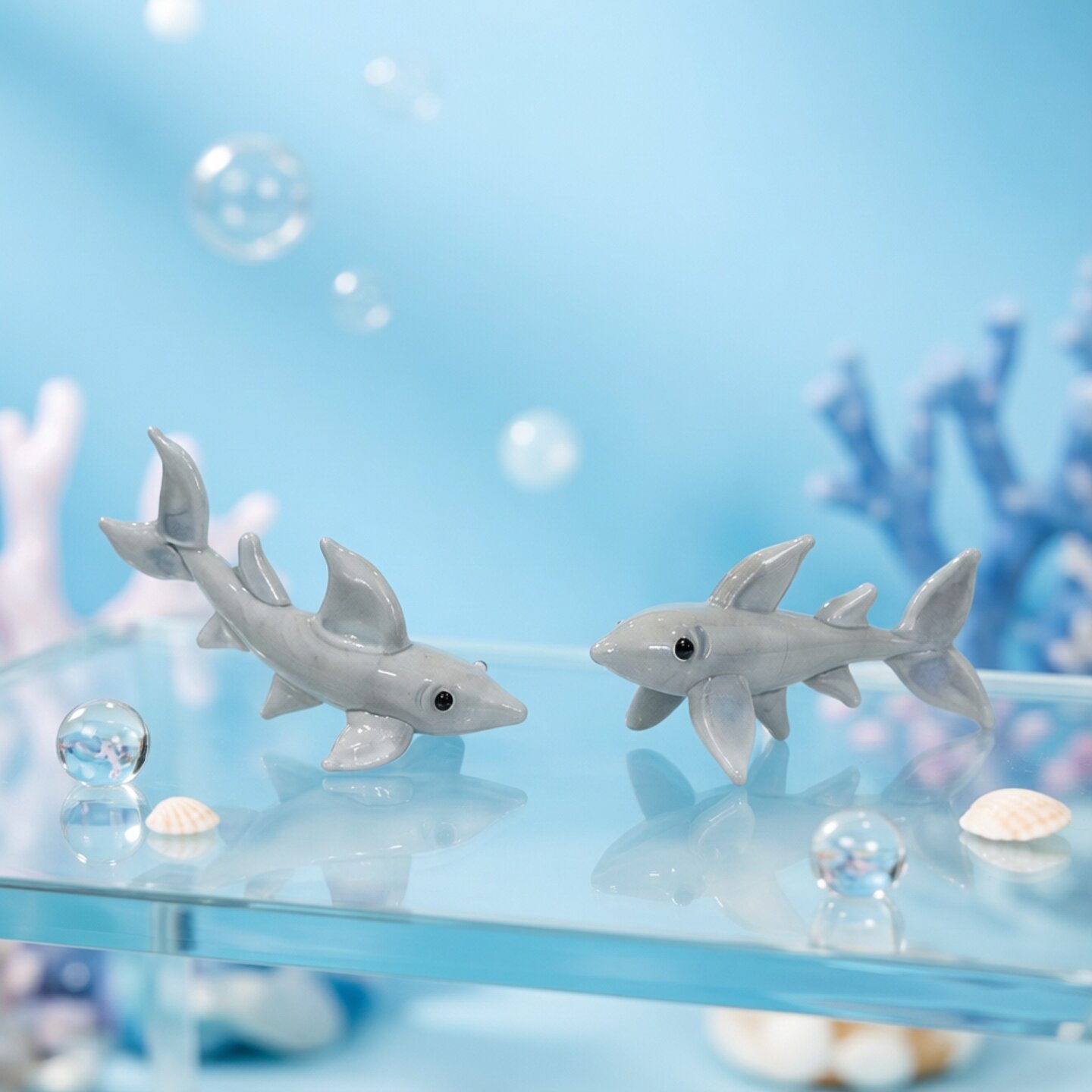 Handgemaakt mini glazen haaien - Aquarium Fish Shark recensie en prijs